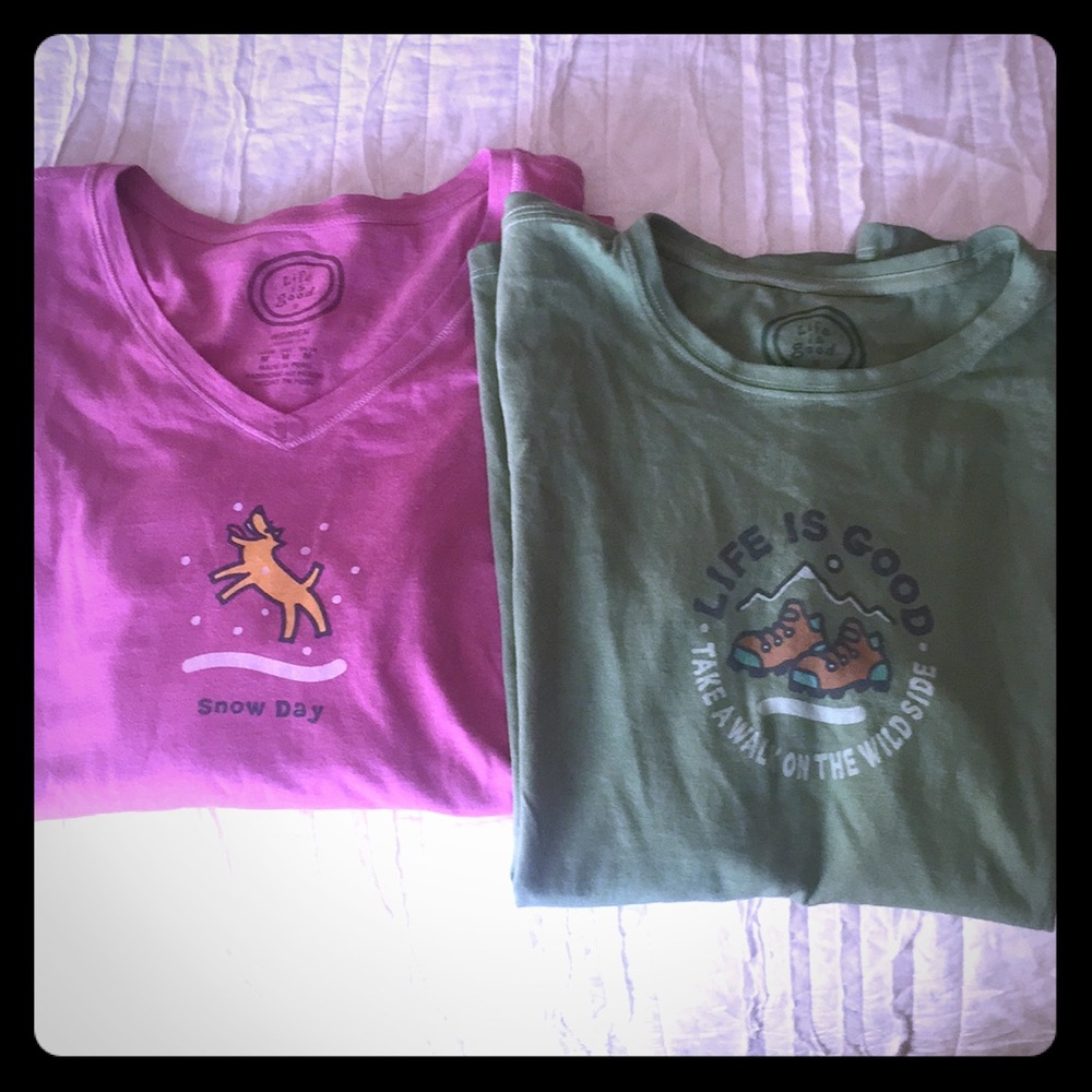 Lot of two women's Life is Good shirts